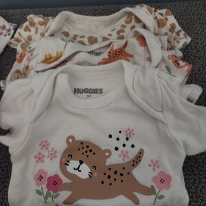 Huggies White Bodysuit with Animal Print